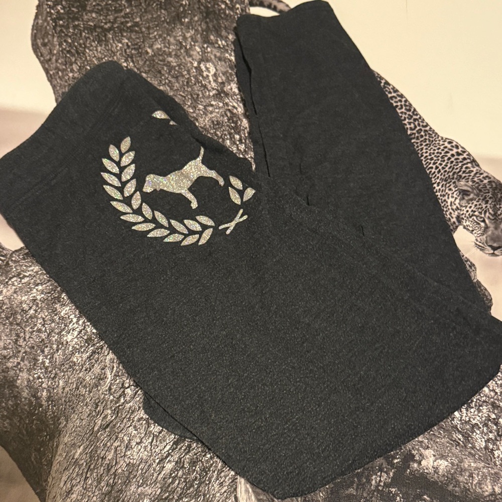 PINK Victoria's Secret Gray Joggers with Glitter Logo